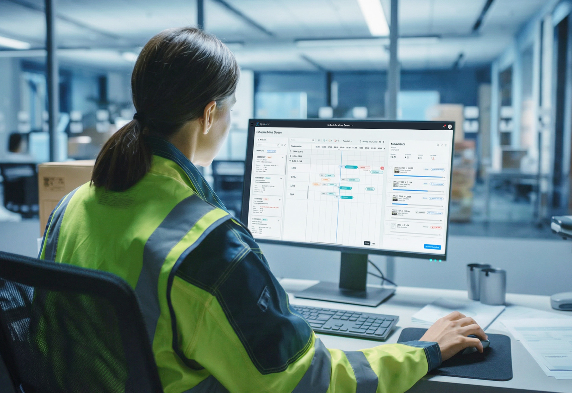 Logistics employee works with myleo / dsc